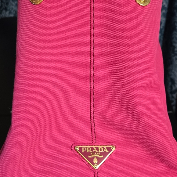 Prada Canapa Logo Satchel Pink With Strap And Entrupy Certificate - Picture 8 of 17